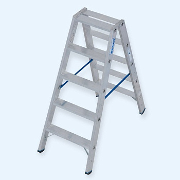 Двусторонняя алюминиевая стремянка со ступенями Krause Stabilo 2х5 (124739)